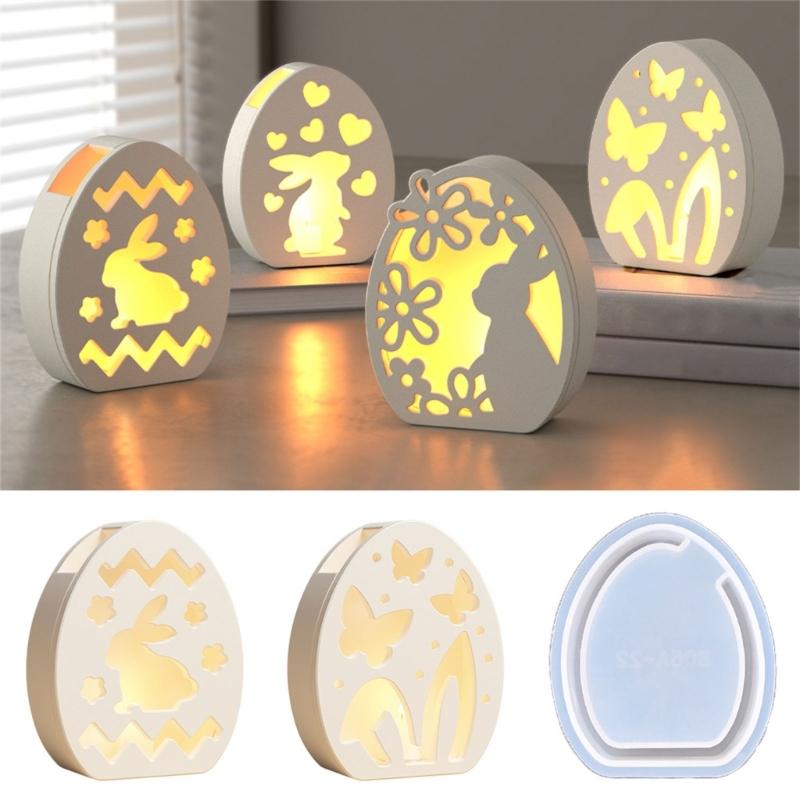 Hollowed Bunnies Silicone Candle Holder Molds for Making Tealight Holder Candle Stand Home Decoration Epoxy Resin Molds