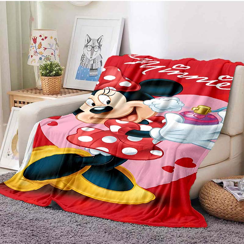 Multi-Sizes Minnie Mouse Cartoon Print Blanket Warm Soft Flannel Material Suitable for All Seasons Adult Children Luxury Gifts