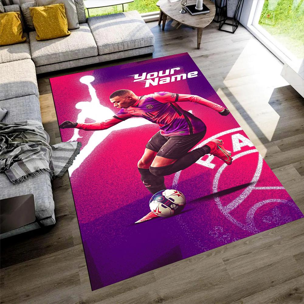 Mbappé Personalized Text Area Rug Perfect for Living Rooms Foyer Bedrooms Study room Antislip Carpet Anime Office Decor Best for Christmas