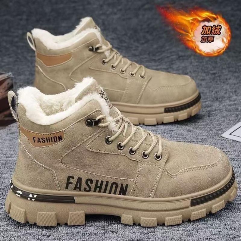 Winter velvet Martin boots men's shoes new high-top tooling shoes men's non-slip and wear-resistant thickened warm cotton shoes short boots