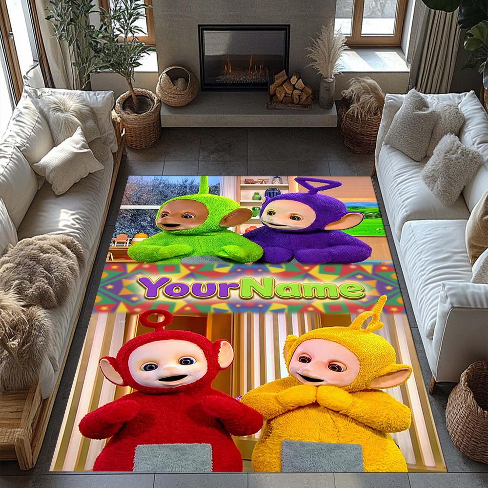 Teletubbies Personalized Name Area Rug Suitable for Living Rooms Decorate Room Dormitory Foyer Antislip Carpet Anime Office Decor
