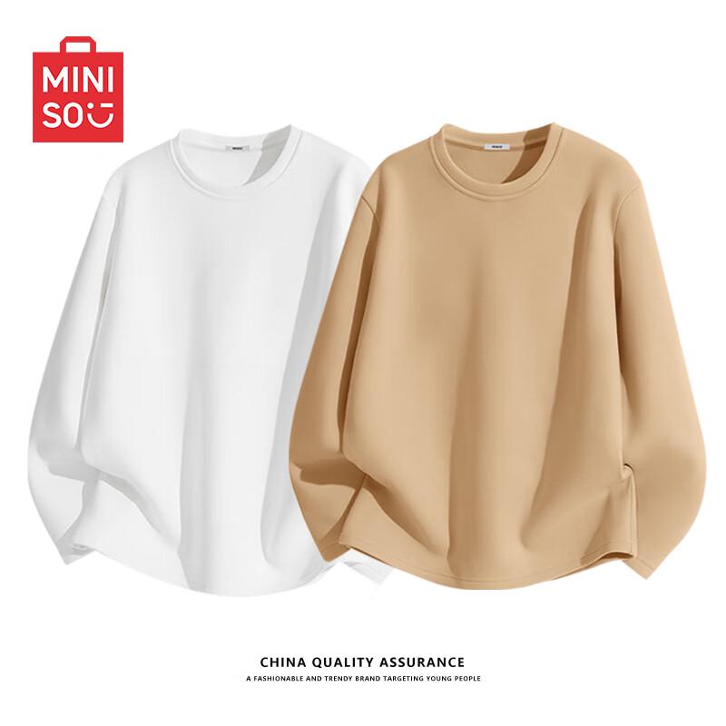 MINISO Men's Fleece-Lined Long Sleeve Thermal T-Shirt