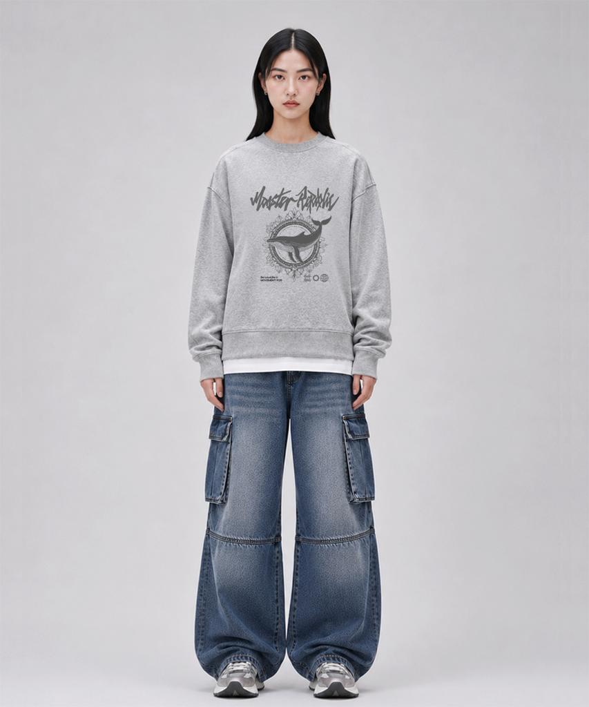 MONSTER REPUBLIC Whale Dark Gray Sweatshirt Gray_9125
