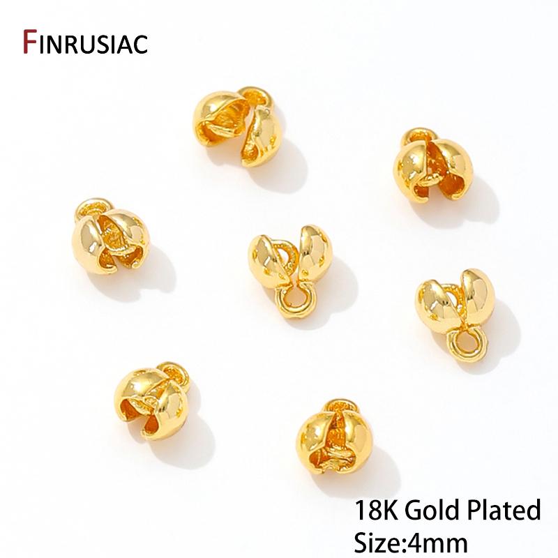 18K Gold Plated Brass End Crimp Beads For Jewelry Making,DIY Bracelets Accessories,Bead Tip Connectors For Jewelry Supplies