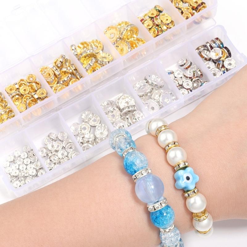Rhinestones Rondelle Spacer Beads Delicate Rondelle Beads with Sparkling Crystals for Elegant Jewelry Creations