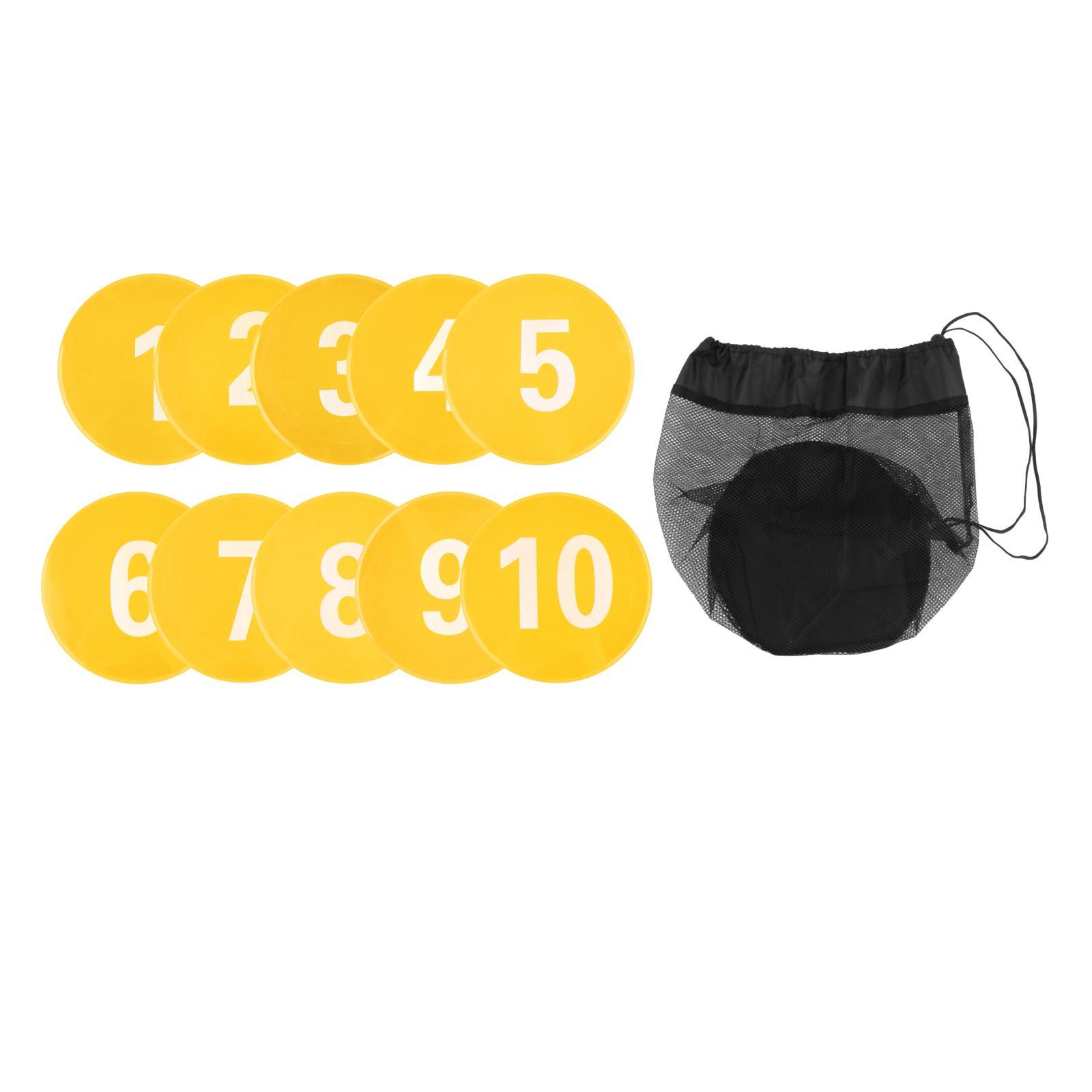 10 Pieces Numbered Floor Spot Markers Soccer Training Silent Non Slip Training Mark Pads, Landmark Mats, for Sports Activities