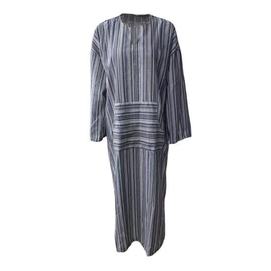 Women's 3/4 Sleeve Striped Maxi Dress Casual Loose Fit Sundress with Front Pocket Summer Beach Vacation Outfits