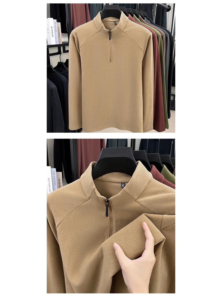 Men's Woodpecker Half-Zip Stand-Up Collar Long-Sleeve German Velvet Sweatshirt