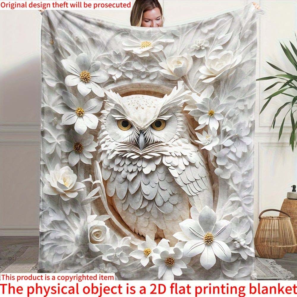 1pc Winter Forest Gray Wolf Print Flannel Blanket Warm Cozy Soft Throw Blanket for Home Couch Bed