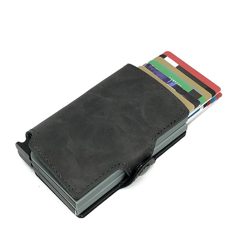 Rfid Card Bag Pu Double Box Metal Wallet