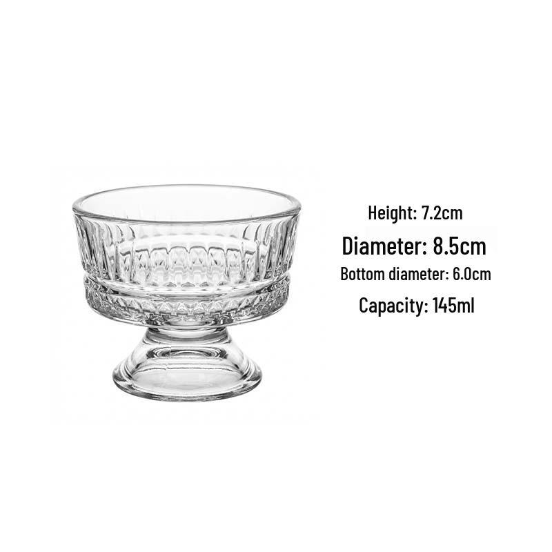 Low-Base Glass Cup for Ice Cream, Coffee, Yogurt, and Desserts