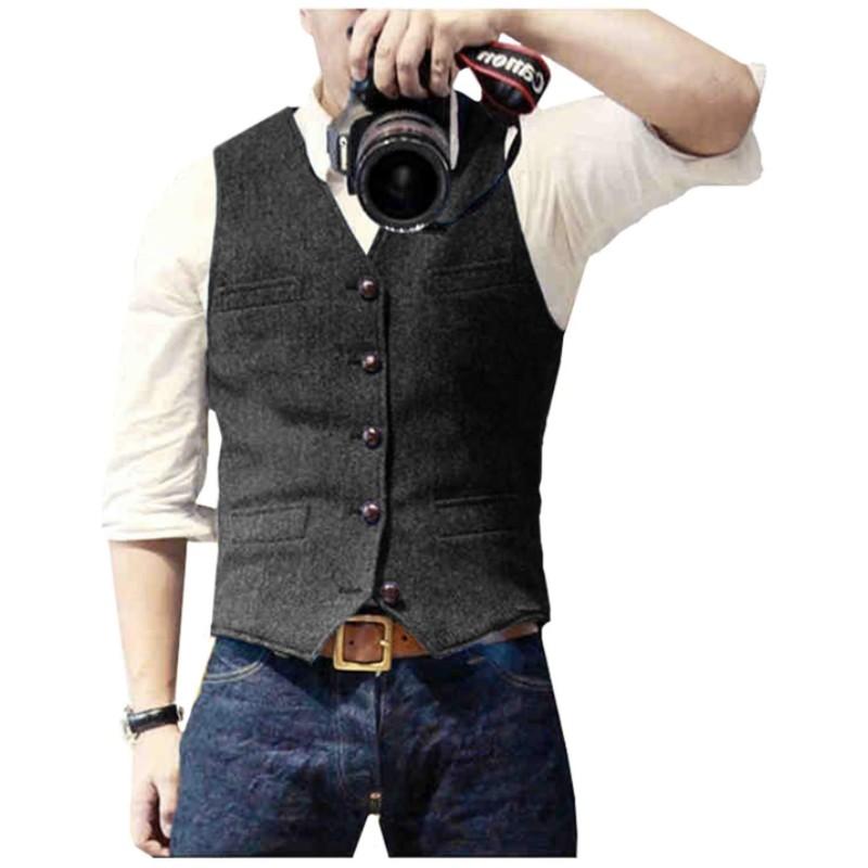 

Мужской жилет Four Seasons Business Casual British Style Vest Gentleman Slim V-образным вырезом 3XL чёрный