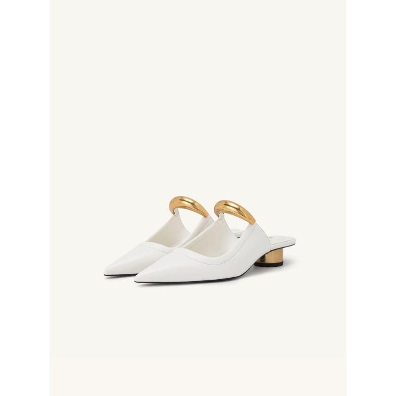 Women's Summer Slippers New Pointed Toe Flat Mule Slides Solid Color Brown Outdoor Fashion Sandals