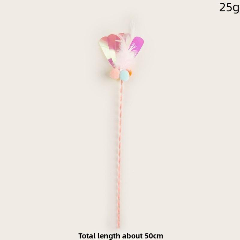 

New Cat-teasing Stick, Sequined Fur Ball Feather Fairy Stick, Interactive Cat-teasing Toy, Cat Self-entertainment and Boredom Pet Supplies Powder rod