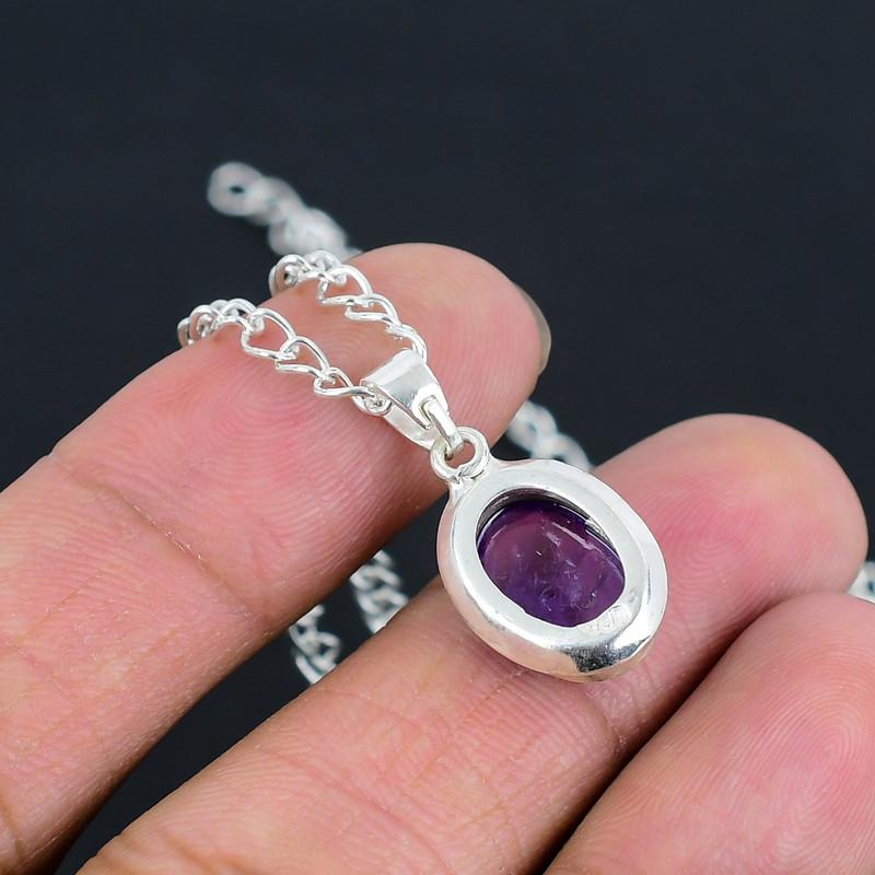 Sage Amethyst 10x14 S Lock Chain Pendant HandCrafted Fine Polished 925 Sterling Silver Pendant with Morden Design Gift for Wedding Bridal
