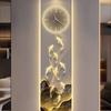 Modern Design Entrance Hall 3D Wall Clock Villa Mute Digital Clock Corridor Wall Decor Decoration Golden LED Light Painting