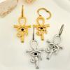 Stainless Steel Geometric Eye Cross Pendant Necklace And Earrings New Unique Retro Fashion Simple Jewelry Set