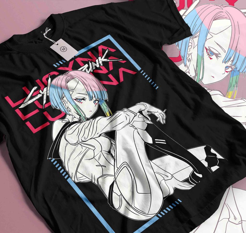 Cyberpunk Edgerunners David Lucy Rebecca T-Shirt, Anime Neon Streetwear Shirt