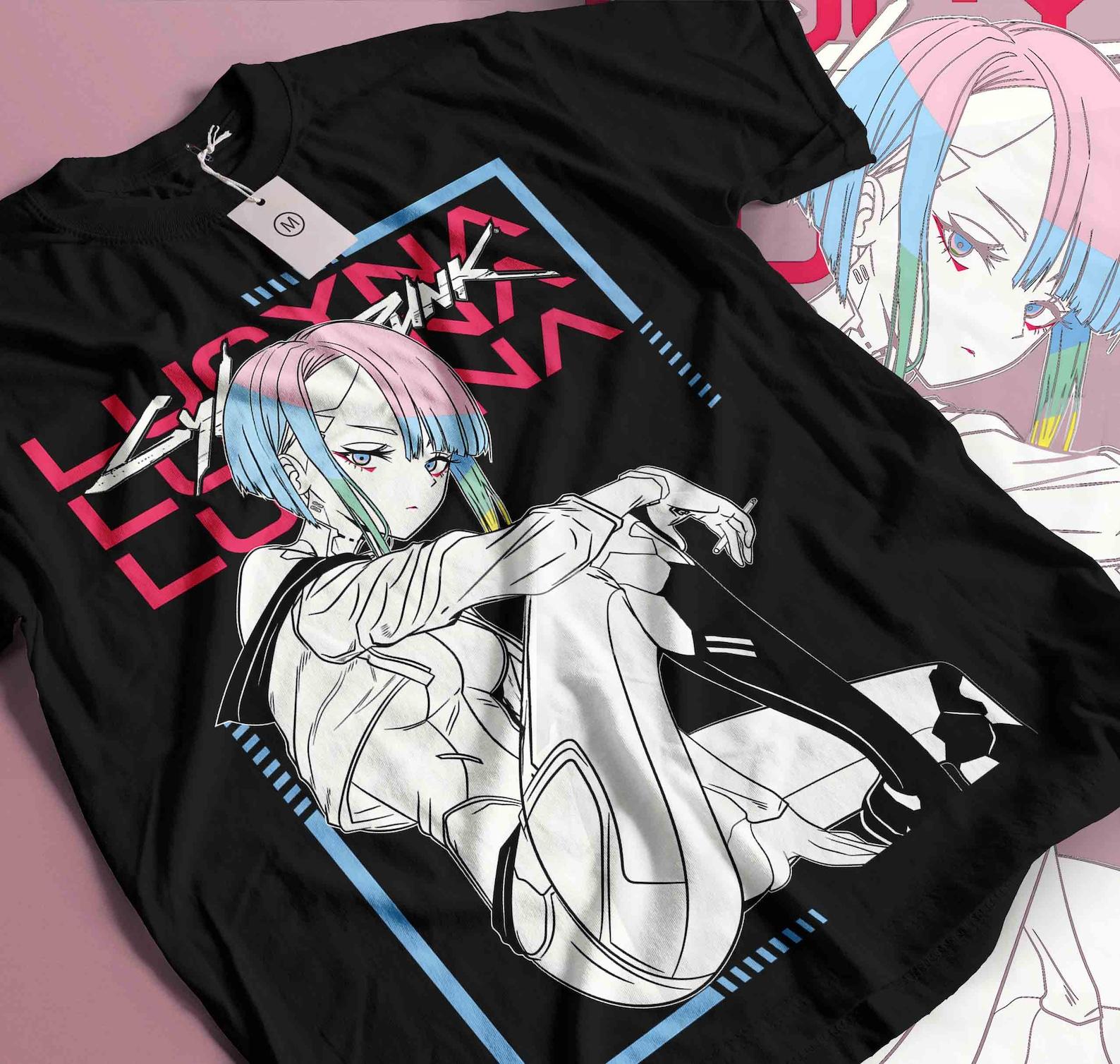 Футболка Cyberpunk Edgerunners Дэвид Люси Ребекка, Аниме Неоновая Уличная Одежда 4XL