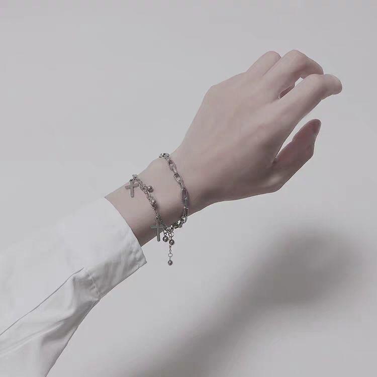 Style retro bracelet fashionable versatile metal double-layer cross pendant hip-hop multi-layer jewelry couple accessories