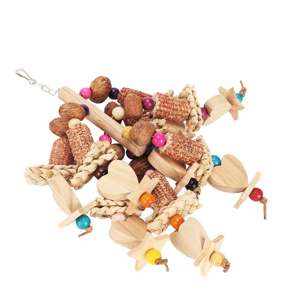 Bird Chewing Toy Colorful Healthy Corn Cobs Nuts Parrot Bite Toy with Hook for Parakeet Budgie