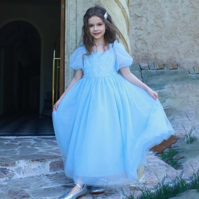 Deesha Girls' Sequin Embroidered Mesh Princess Dress