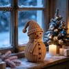 Christmas Party Table Centerpieces Snowman Ornament for Tabletop Decor Retro Resin Figurine Winter Themed Room with Knitted Texture Fireplace