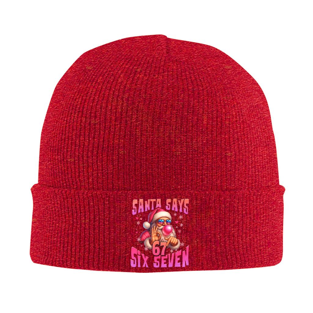 Men Funny Santa Says Six Seven Christmas 67 Meme Xmas Beanie Hats Vintage Knit Hat Autumn Kpop Caps Design Elastic Bonnet Hats