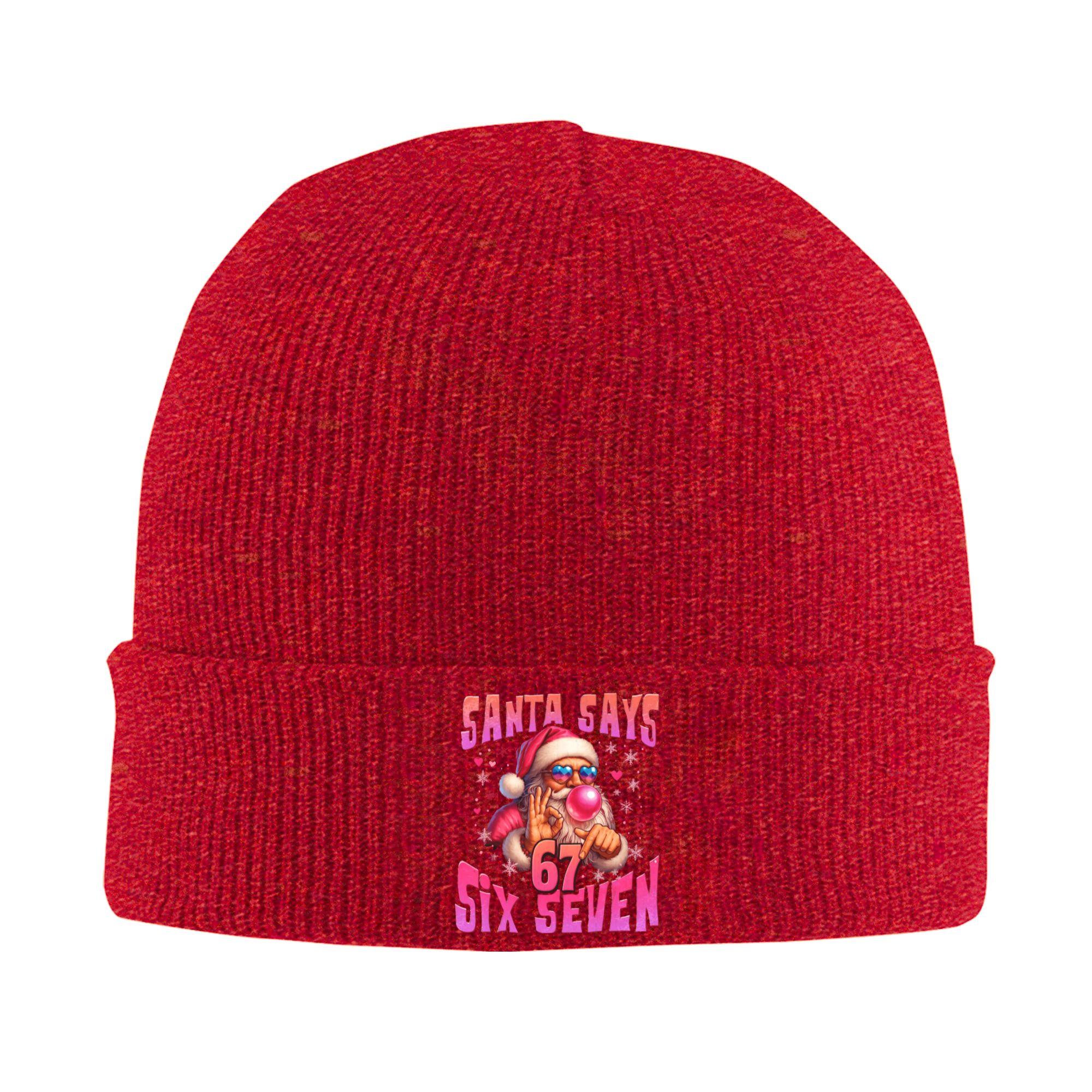 

Men Funny Santa Says Six Seven Christmas 67 Meme Xmas Beanie Hats Vintage Knit Hat Autumn Kpop Caps Design Elastic Bonnet Hats One Size