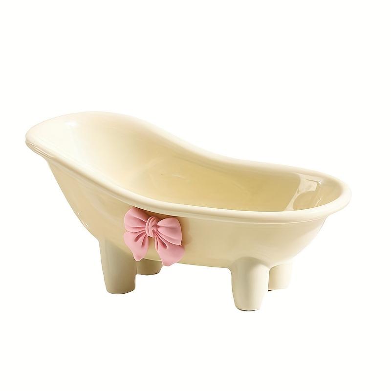 1pc Cute Creative Bathtub Soap Dish with Bowknot, Material Portable Storage Soap Holder, Bathroom Accessory, Bath Accessories