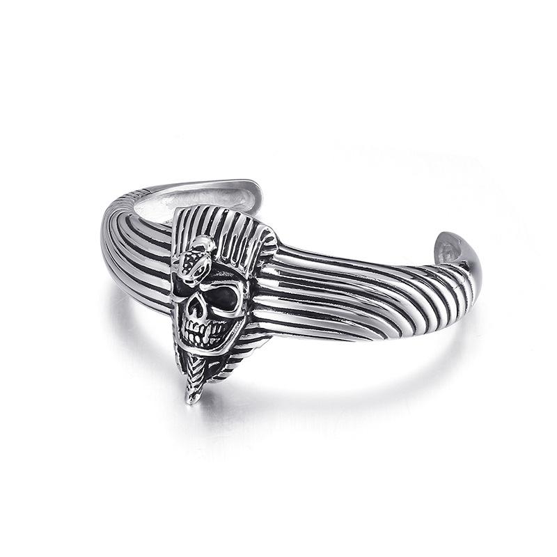 Pulsera Retro Abierta de Acero de Titanio con Calavera para Hombre Accesorios para Hombre