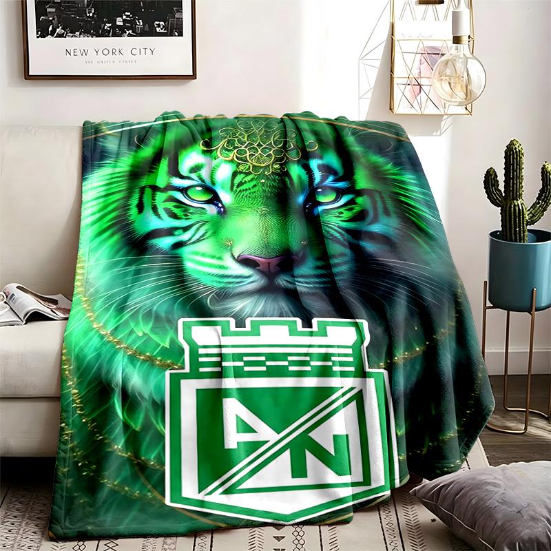 Atletico Nacional Theme Personalized Outdoor Flannel Blankets Soft And Suitable For All Seasons Perfect For Sofas Beds And Camping