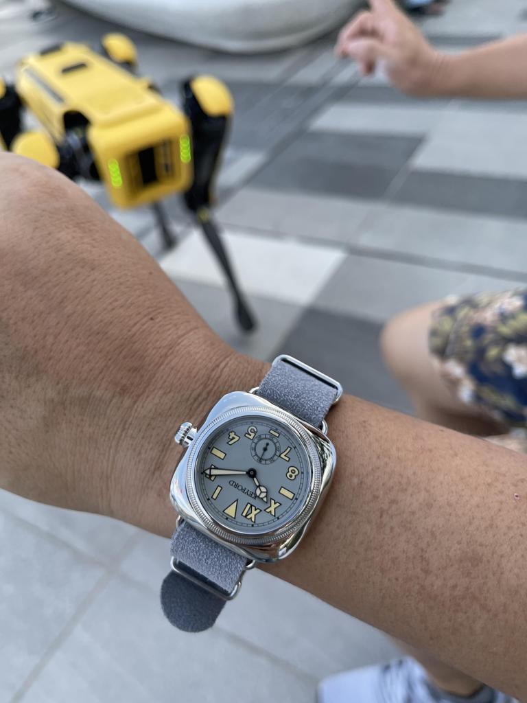 M.R.M.W. Military Watch, California Dial Watch, Smoky Grey, with Gray Buckskin Nato Strap