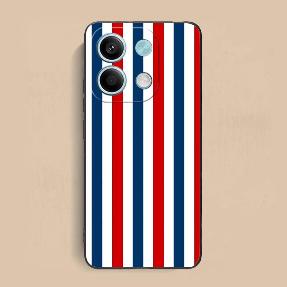 Red Blue Stripe Mobile Phone Case for Xiaomi Redmi Note 14 13 12 11 S Pro Plus 4G 5G Colorful Printing Cover Pretty Luxury Cover