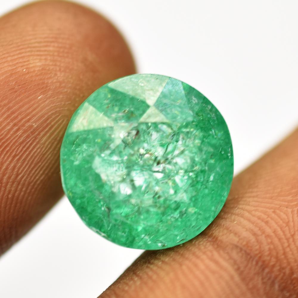Natural Green Emerald Loose Gemstone 16.85 Ct Round Cut for Jewelry Making and Gem Collections