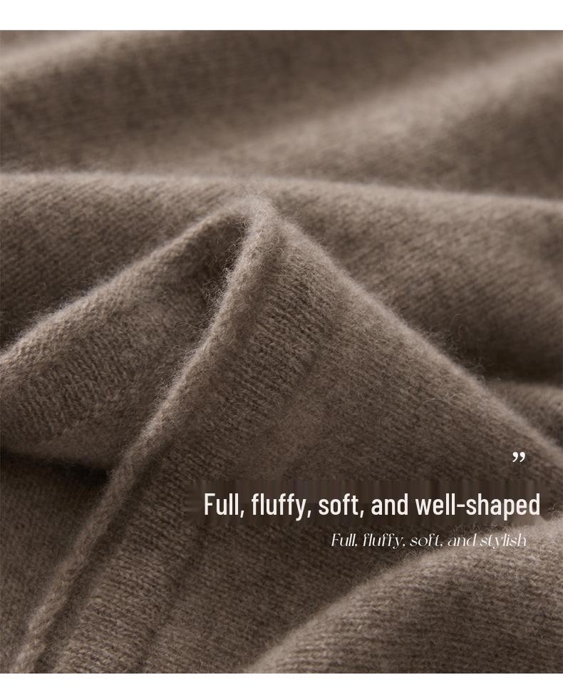 Women's Pure Cashmere Round Neck Loose Fit Sweater with Rolled Edge