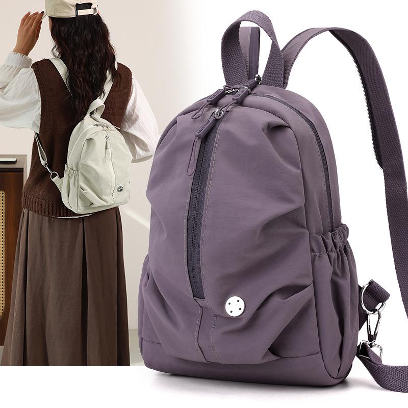 Pleated Lightweight Women's Multifunctional Backpack with Chest Bag – Minimalist and Versatile Design