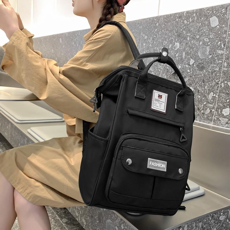 Mochila de estudiante para mujer, mochila de gran capacidad, bolsa de viaje de color sólido para niñas