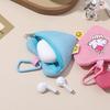 Cute Solid Color Mobile Phone Lanyard Change Bag Cartoon Mesh Keychain Earphone Bag Student Card Bag Mini Storage Bag
