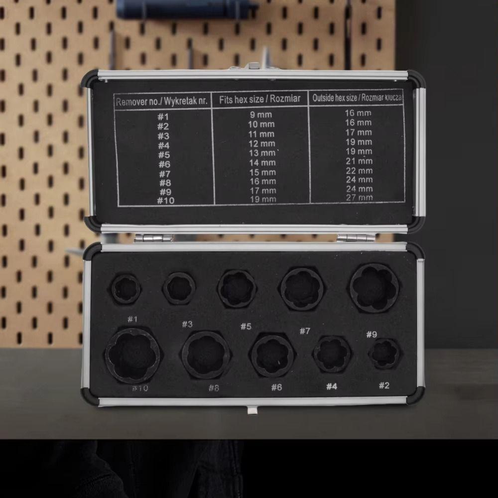 Hexagonal Design Bolt Extractor Set with Aluminum Box Nut Removal Socket  Rounded-Off Nuts