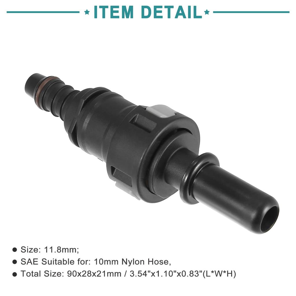 ACROPIX Straight Fuel Line Hose Quick Release Connector Disconnect Hose Universal 11.8mm SAE - 10mm Black 2pcs