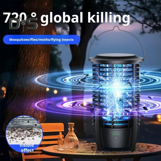 

Портативная электрическая лампа от комаров, высоковольтная сетка, борьба с насекомыми, перезаряжаемая лампа от комаров в помещении и на открытом воздухе со светодиодной подсветкой A чёрный