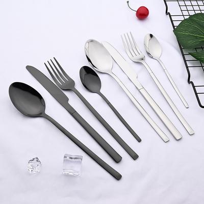 16-teiliges Besteckset aus Schwarzsilber, Geschirrset, Messer, Gabel, Teelöffel, Familienbesteckset, Edelstahlgeschirr, westliches Küchenset