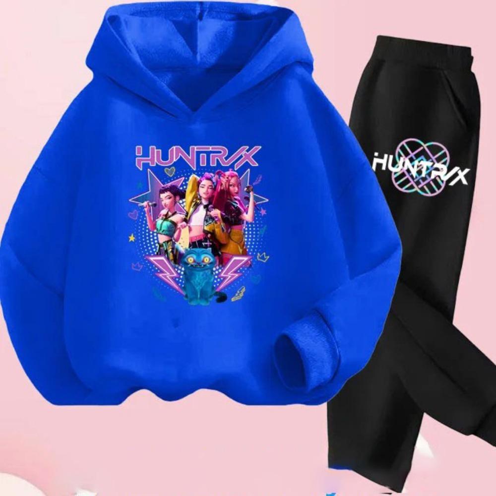 Kids Hoody Suit KPop Demon Hunters Printed Children's Clothing Y2K Hoodies+Pants Sports Sets KPop Demon Hunters