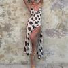 2026 Women's Wear Sexy Elegant Swing-collar Printed Split Hanging Dress