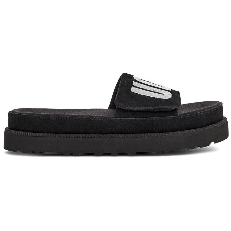 (WMNS) UGG Laton Slide Black Silver Slippers 'Black Silver' Women's 1110110-BSVR