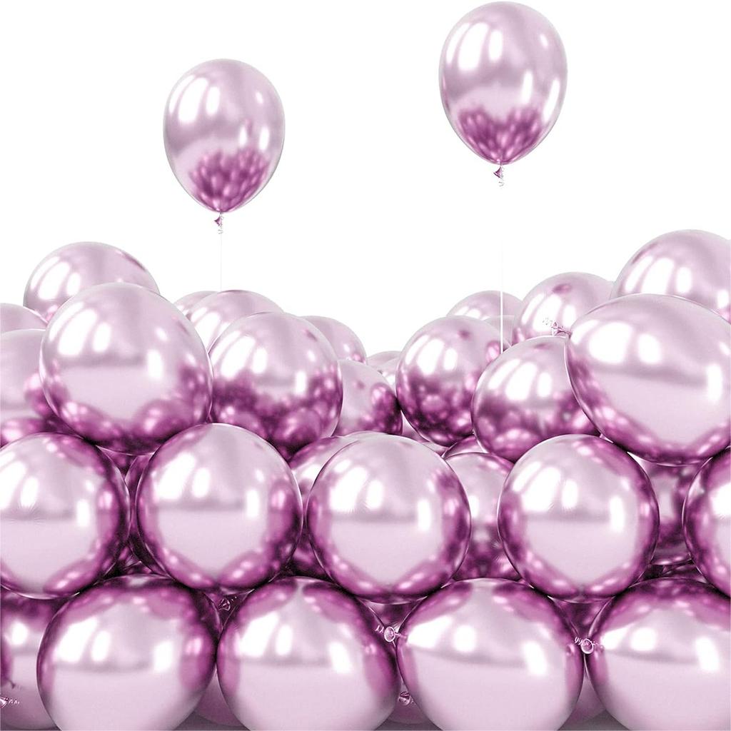 50 Pcs 5 Inch Chrome Metallic Helium Balloons for Birthday Wedding Anniversary Christmas Party Decorations