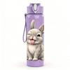 1PC White Fluffy Easter Bunny Print 750ml Color Plastic Sports Water Bottle Leakproof Flip Straw Lid Suitable for Sports Office Home Use