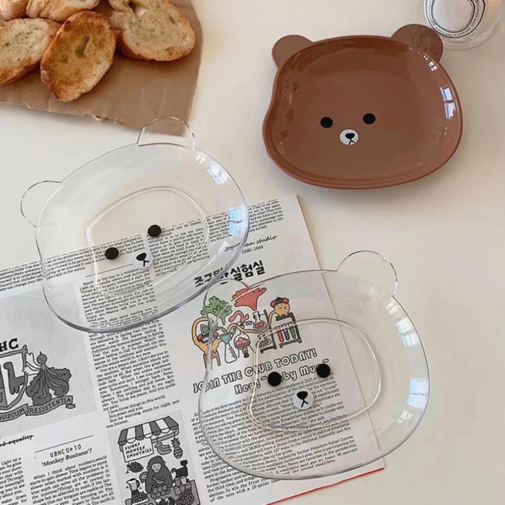 Cute Bear Shaped Bone Spitting Dish Cartoon Plastic Snack Tray Set Kitchen Desktop Anti Fall Plate Residue Fruit Plate Tableware