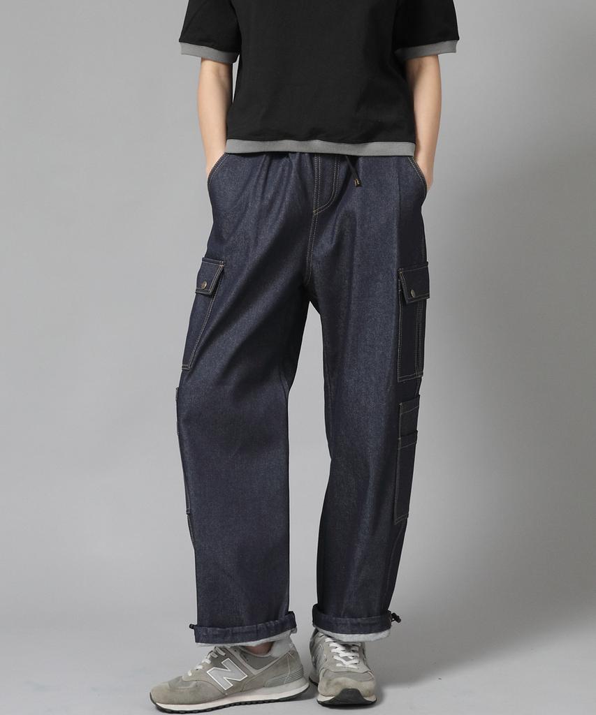 Seinteukeulu Double Cargo String Jogger Pants Dcj-338 Denim Indigo